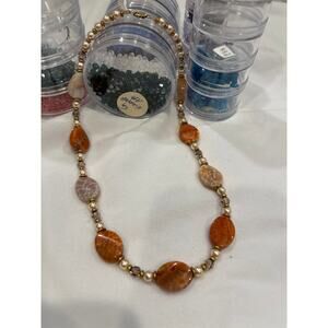 Fire Agate Stones & Crystals - Handcrafted Crystal Beaded 19.5" Necklace